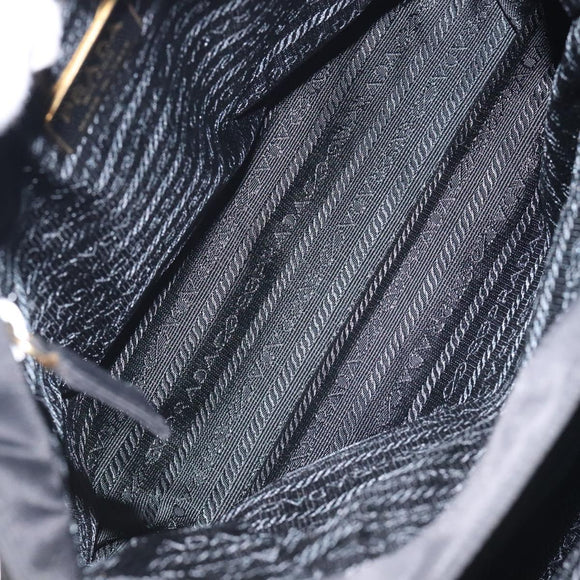 PRADA Tote Bag nylon metal Black Gold Auth 131136