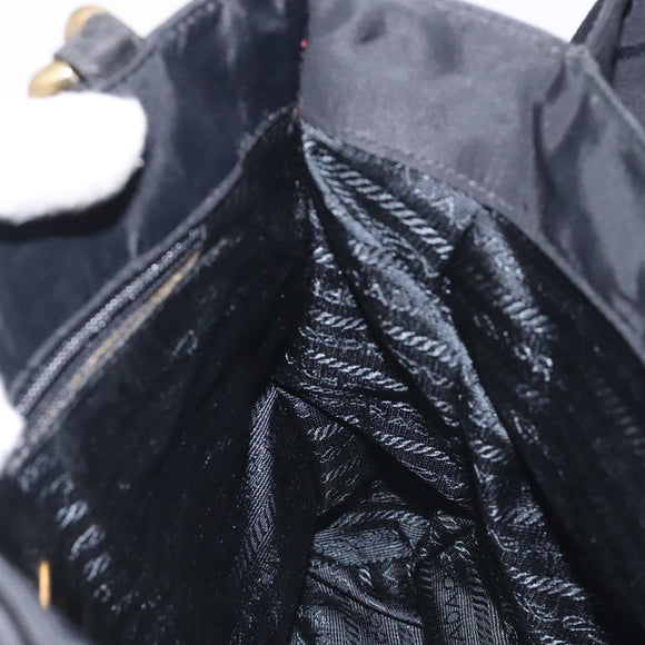 PRADA Tote Bag nylon metal Black Gold Auth 131136
