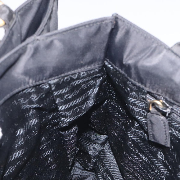 PRADA Tote Bag nylon metal Black Gold Auth 131136