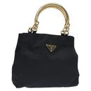 PRADA Tote Bag nylon metal Black Gold Auth 131136-1