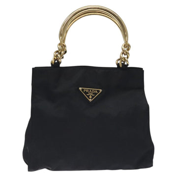 PRADA Tote Bag nylon metal Black Gold Auth 131136 - 0