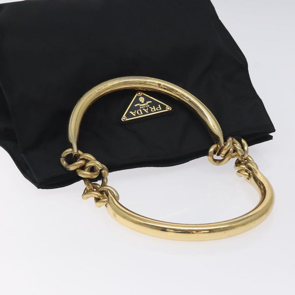 PRADA Tote Bag nylon metal Black Gold Auth 131136