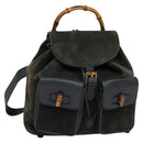 GUCCI Bamboo Backpack Suede Black Gold 003 2058 0016 Auth 131139-1
