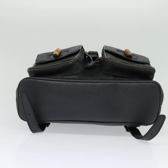 GUCCI Bamboo Backpack Suede Black Gold 003 2058 0016 Auth 131139