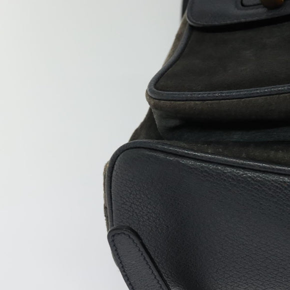 GUCCI Bamboo Backpack Suede Black Gold 003 2058 0016 Auth 131139