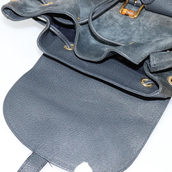 GUCCI Bamboo Backpack Suede Black Gold 003 2058 0016 Auth 131139