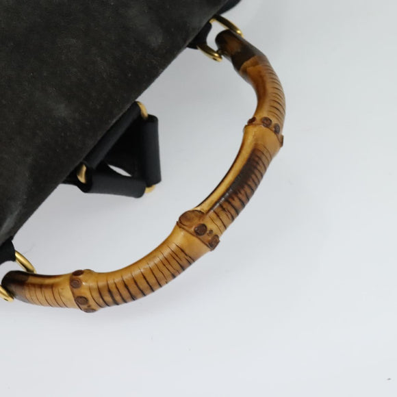 GUCCI Bamboo Backpack Suede Black Gold 003 2058 0016 Auth 131139