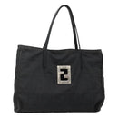 FENDI Zucca Canvas Hand Bag Black Silver Auth 131157-1