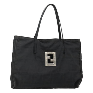 FENDI Zucca Canvas Hand Bag Black Silver Auth 131157