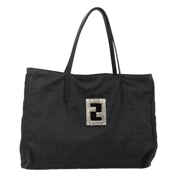 FENDI Zucca Canvas Hand Bag Black Silver Auth 131157
