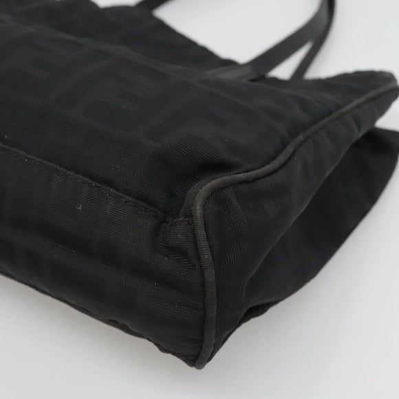 FENDI Zucca Canvas Hand Bag Black Silver Auth 131157