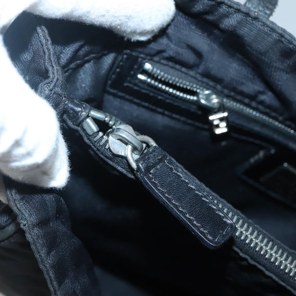 FENDI Zucca Canvas Hand Bag Black Silver Auth 131157