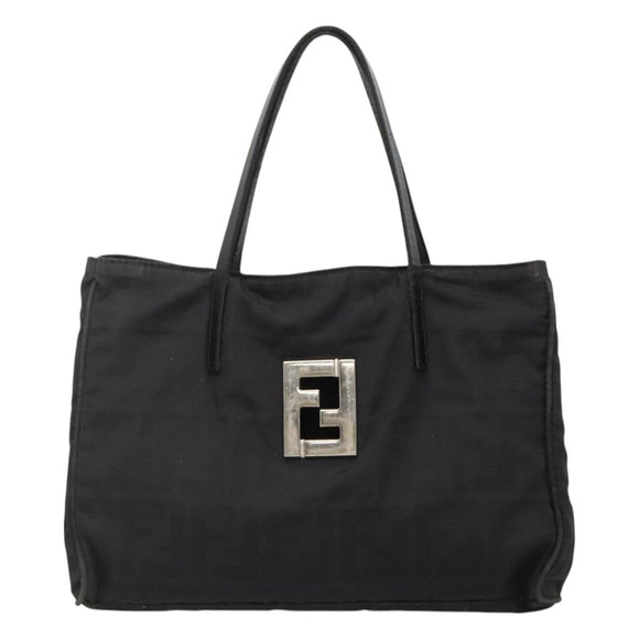 FENDI Zucca Canvas Hand Bag Black Silver Auth 131157