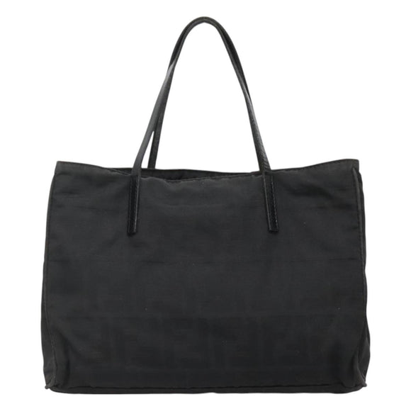 FENDI Zucca Canvas Hand Bag Black Silver Auth 131157