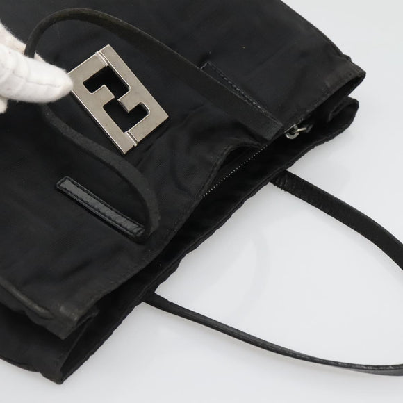 FENDI Zucca Canvas Hand Bag Black Silver Auth 131157