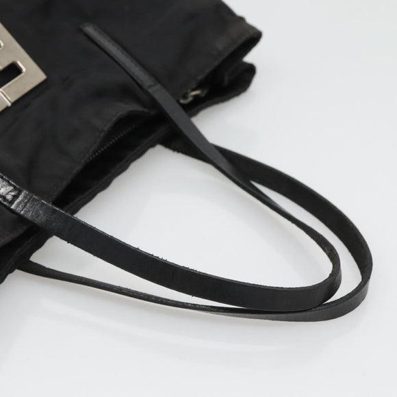 FENDI Zucca Canvas Hand Bag Black Silver Auth 131157