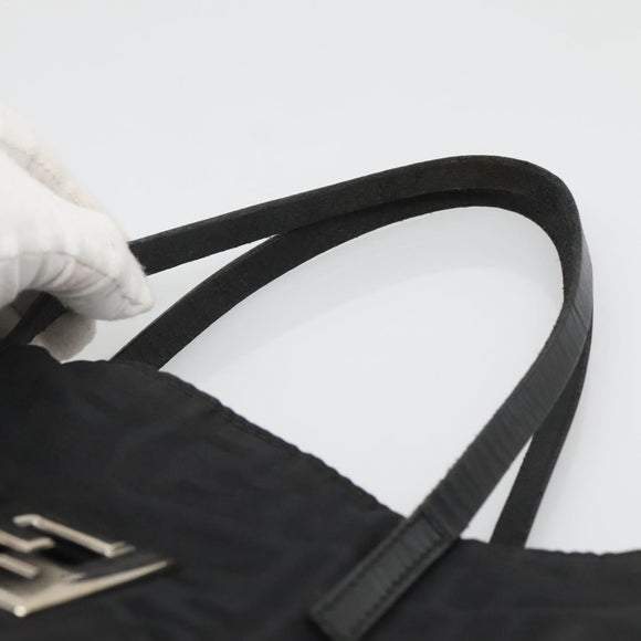 FENDI Zucca Canvas Hand Bag Black Silver Auth 131157