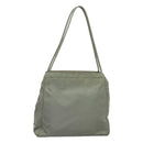 PRADA Tote Bag Nylon Khaki Silver Auth 131158-1