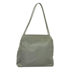 PRADA Tote Bag Nylon Khaki Silver Auth 131158