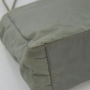 PRADA Tote Bag Nylon Khaki Silver Auth 131158-16
