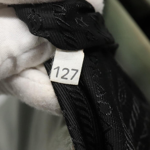 PRADA Tote Bag Nylon Khaki Silver Auth 131158