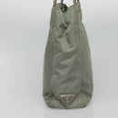 PRADA Tote Bag Nylon Khaki Silver Auth 131158-3
