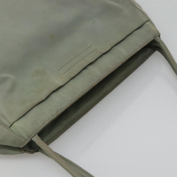 PRADA Tote Bag Nylon Khaki Silver Auth 131158