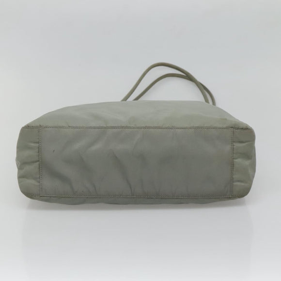 PRADA Tote Bag Nylon Khaki Silver Auth 131158