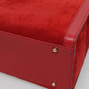 GUCCI Bamboo Hand Bag Suede Leather Red Gold 002 1186 0260 Auth 131161-10