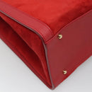 GUCCI Bamboo Hand Bag Suede Leather Red Gold 002 1186 0260 Auth 131161-11