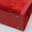 GUCCI Bamboo Hand Bag Suede Leather Red Gold 002 1186 0260 Auth 131161-12