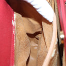 GUCCI Bamboo Hand Bag Suede Leather Red Gold 002 1186 0260 Auth 131161-16