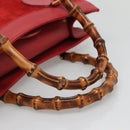 GUCCI Bamboo Hand Bag Suede Leather Red Gold 002 1186 0260 Auth 131161-7