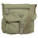 PRADA Shoulder Bag Nylon Khaki Silver Auth 131164-1