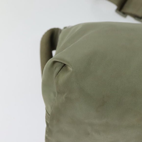 PRADA Shoulder Bag Nylon Khaki Silver Auth 131164