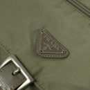 PRADA Shoulder Bag Nylon Khaki Silver Auth 131164-18