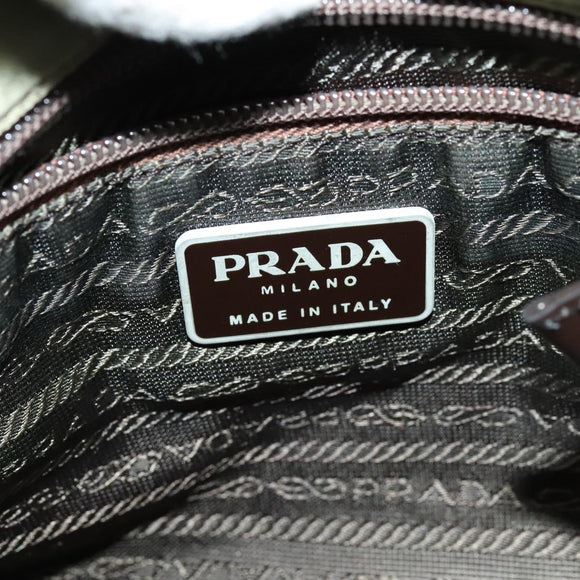 PRADA Shoulder Bag Nylon Khaki Silver Auth 131164