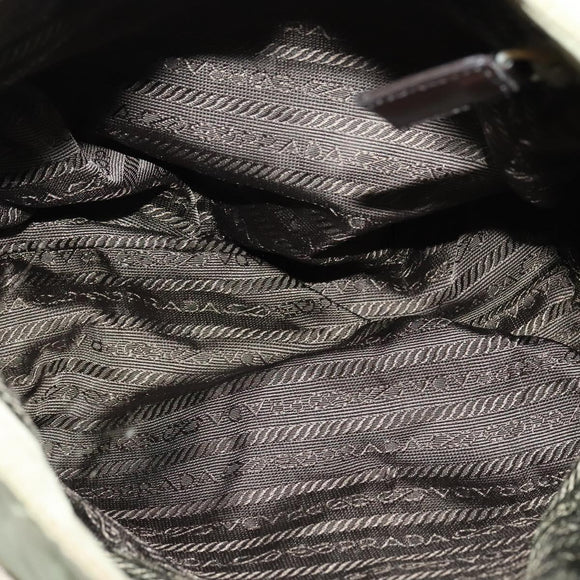 PRADA Shoulder Bag Nylon Khaki Silver Auth 131164