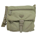 PRADA Shoulder Bag Nylon Khaki Silver Auth 131164-13