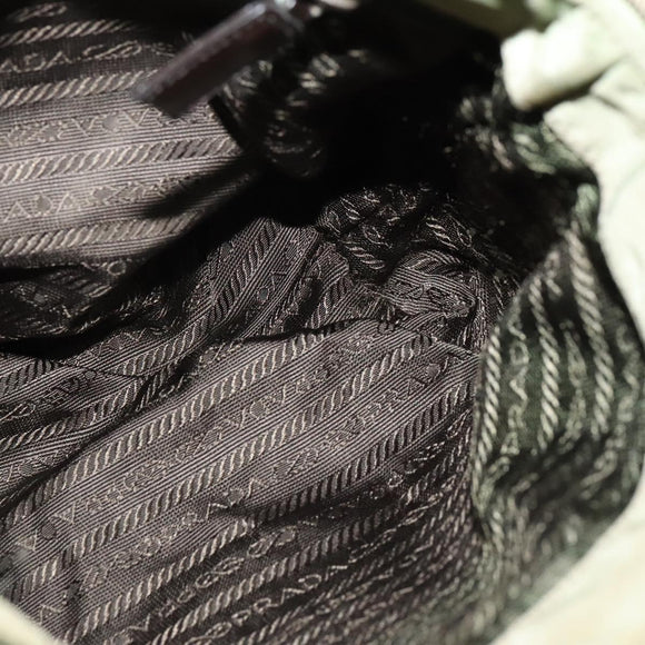 PRADA Shoulder Bag Nylon Khaki Silver Auth 131164