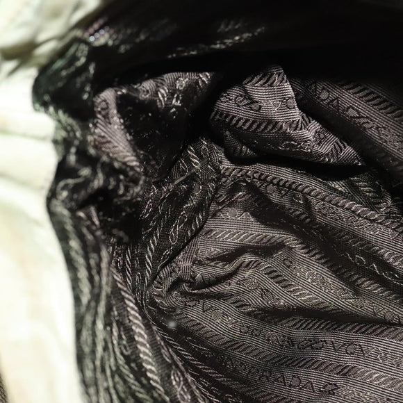 PRADA Shoulder Bag Nylon Khaki Silver Auth 131164