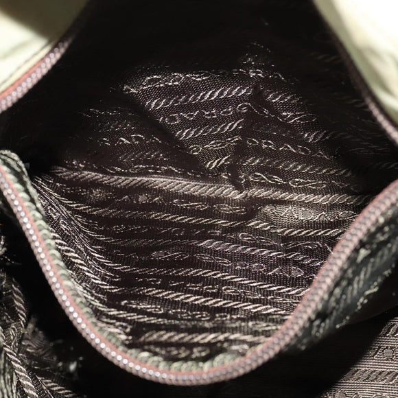 PRADA Shoulder Bag Nylon Khaki Silver Auth 131164