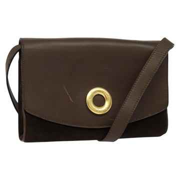CELINE Shoulder Bag Suede Brown Gold Auth 131166