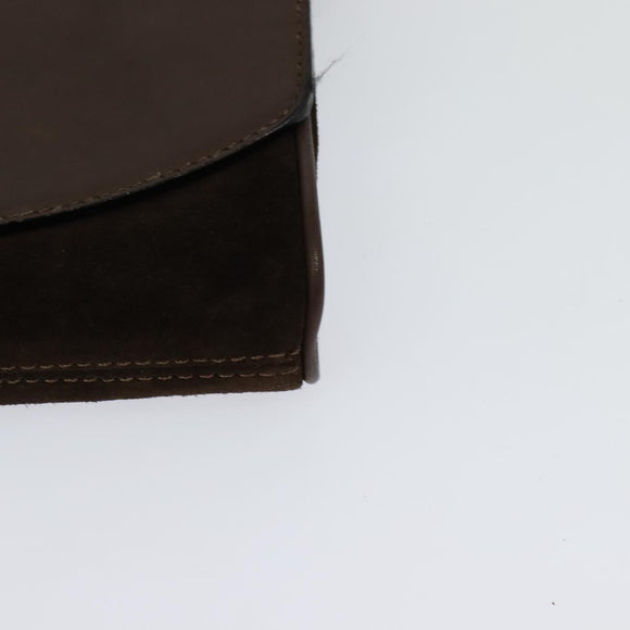 CELINE Shoulder Bag Suede Brown Gold Auth 131166