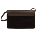 CELINE Shoulder Bag Suede Brown Gold Auth 131166-2