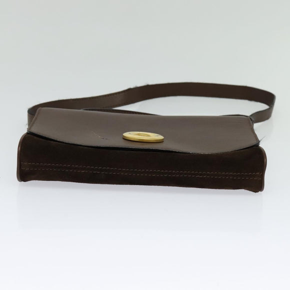 CELINE Shoulder Bag Suede Brown Gold Auth 131166