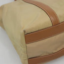 PRADA Tote Bag Nylon Beige Silver Auth 131176-14