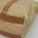 PRADA Tote Bag Nylon Beige Silver Auth 131176-15
