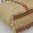 PRADA Tote Bag Nylon Beige Silver Auth 131176-16