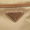 PRADA Tote Bag Nylon Beige Silver Auth 131176-17